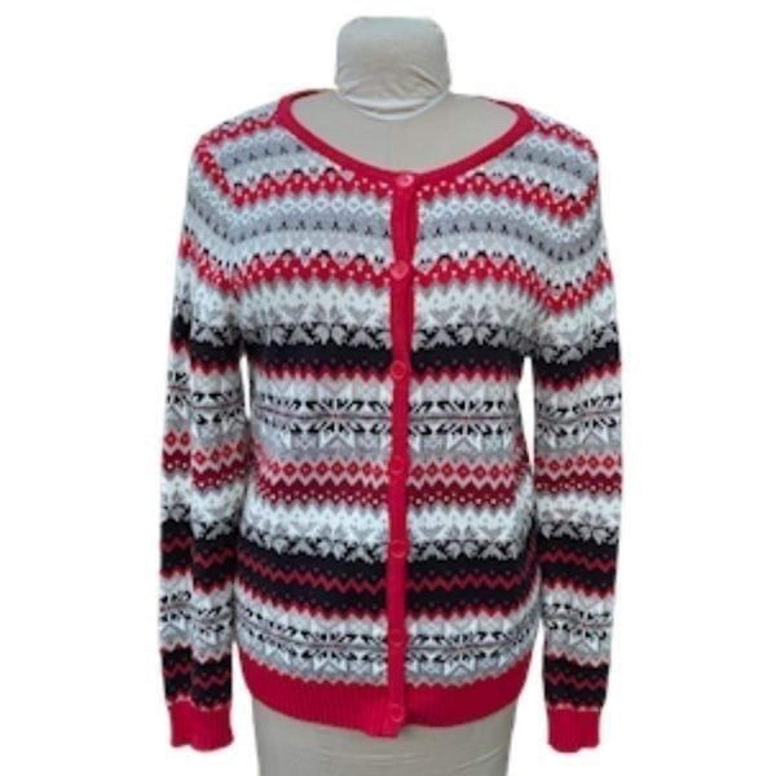 Crystal Kobe Classic Cardigan RedBlack/Gray Size M Ski Vacation Holidays