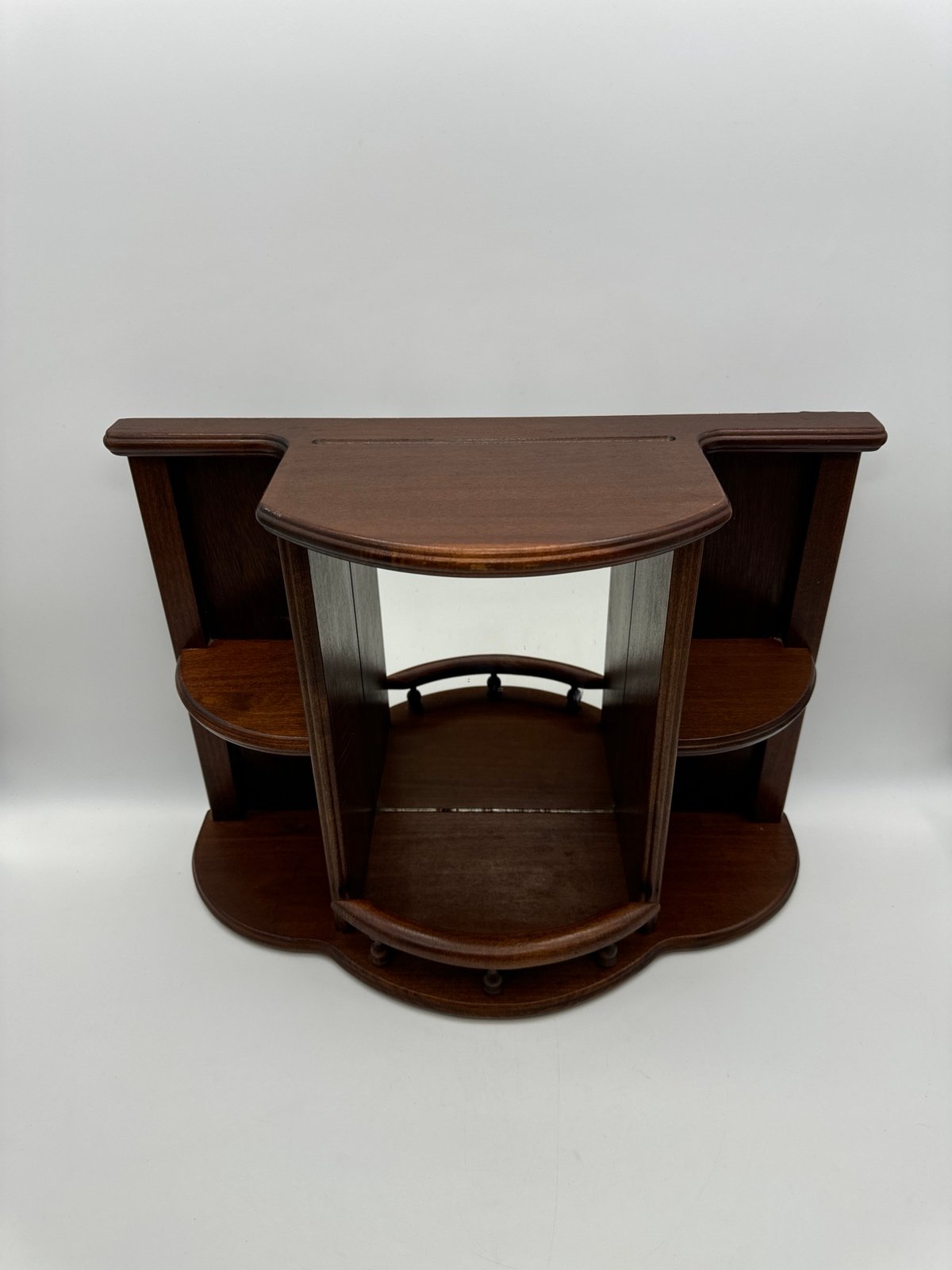 Vintage Wood Mirror Curio Display Rack Plant Shelf