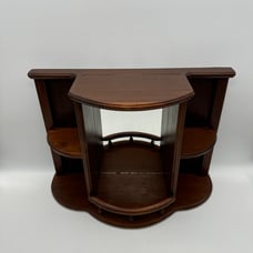 Vintage Wood Mirror Curio Display Rack Plant Shelf