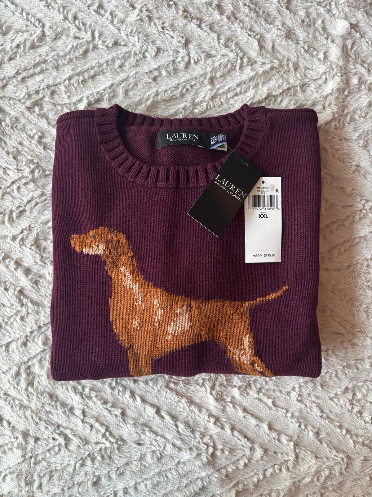 NWT Ralph Lauren Vizsla Dog Sweater XXL