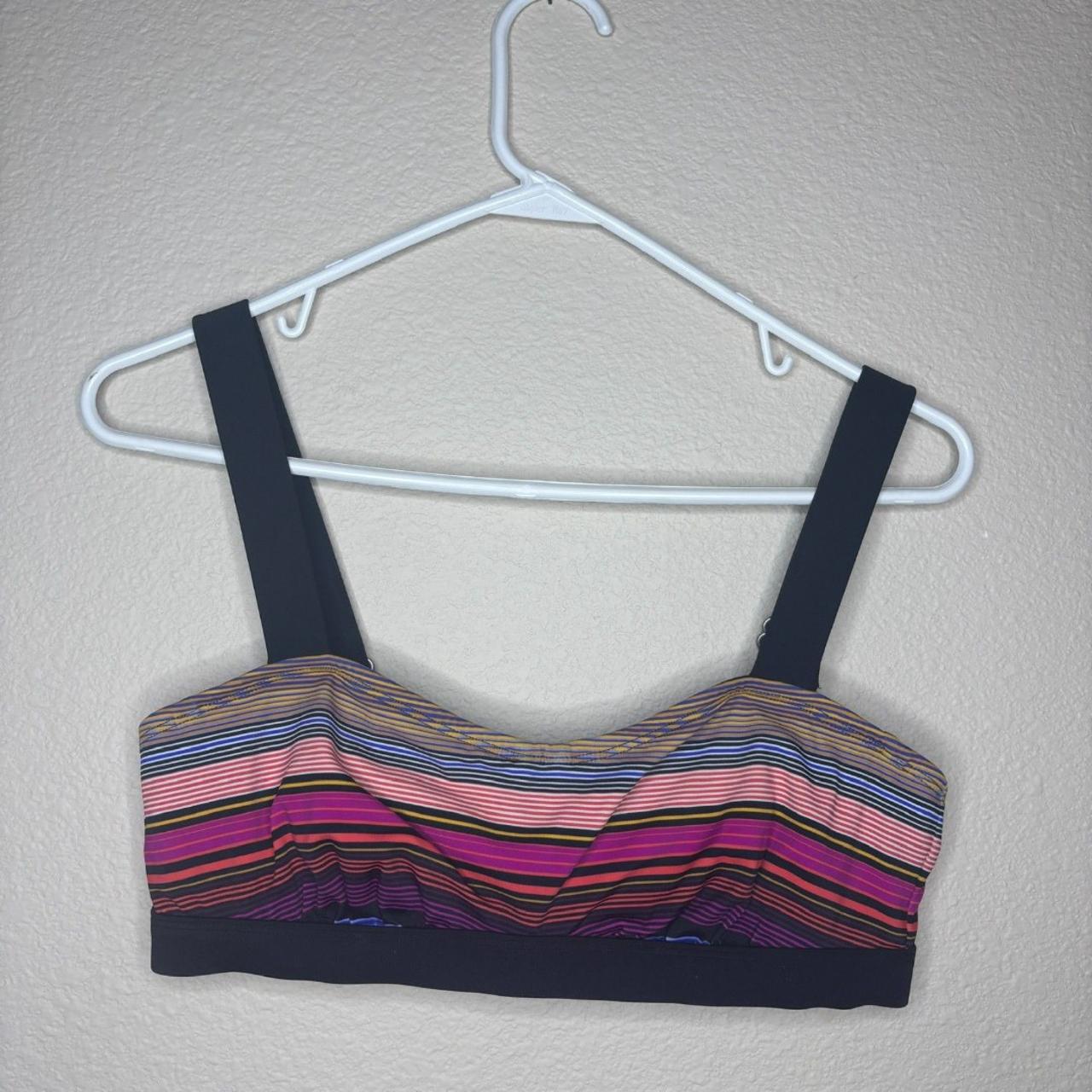 Womens black striped bikini top size 34 B/C - Athleta #1