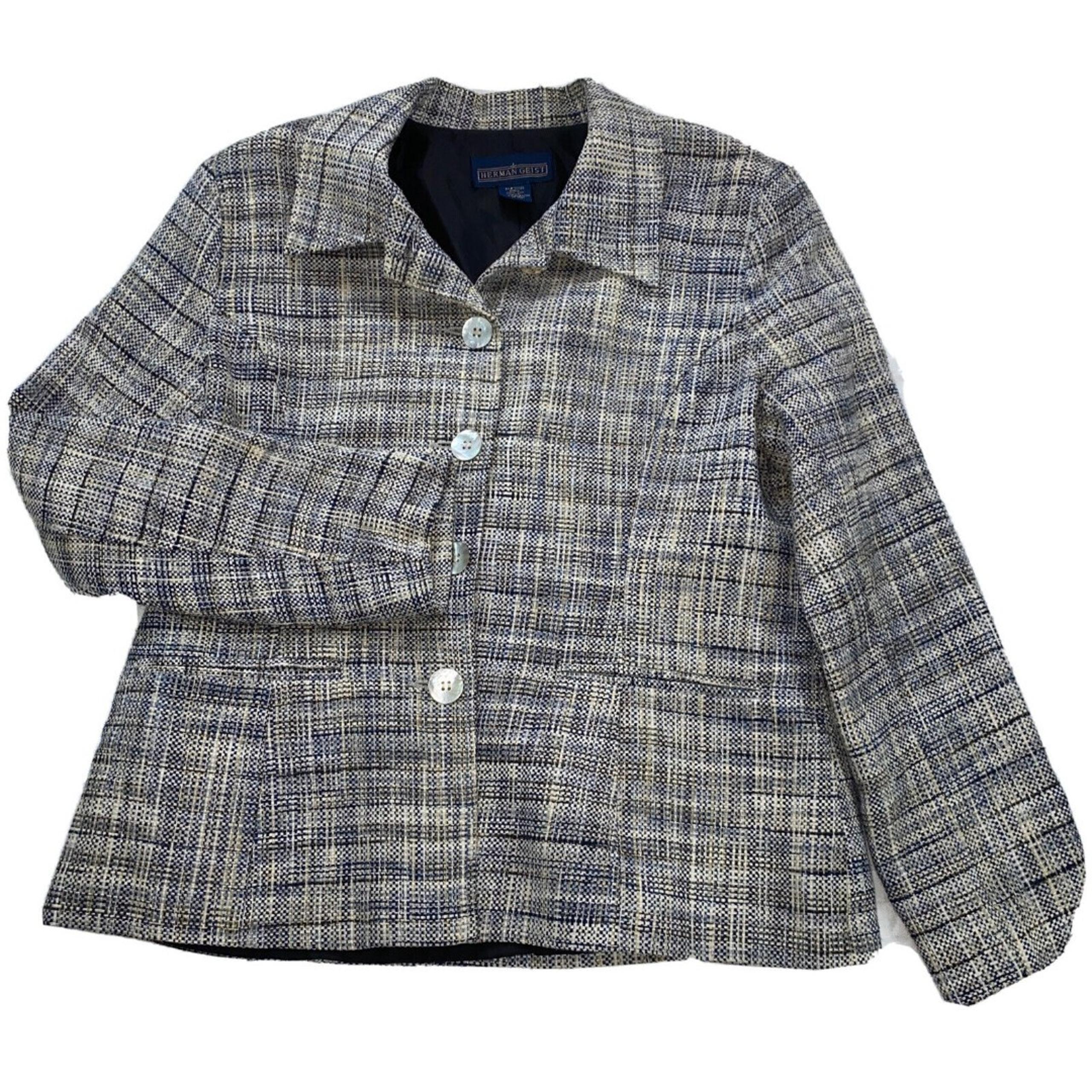 Herman Geist Blazer Womens Size 10p retro woven 100% silk