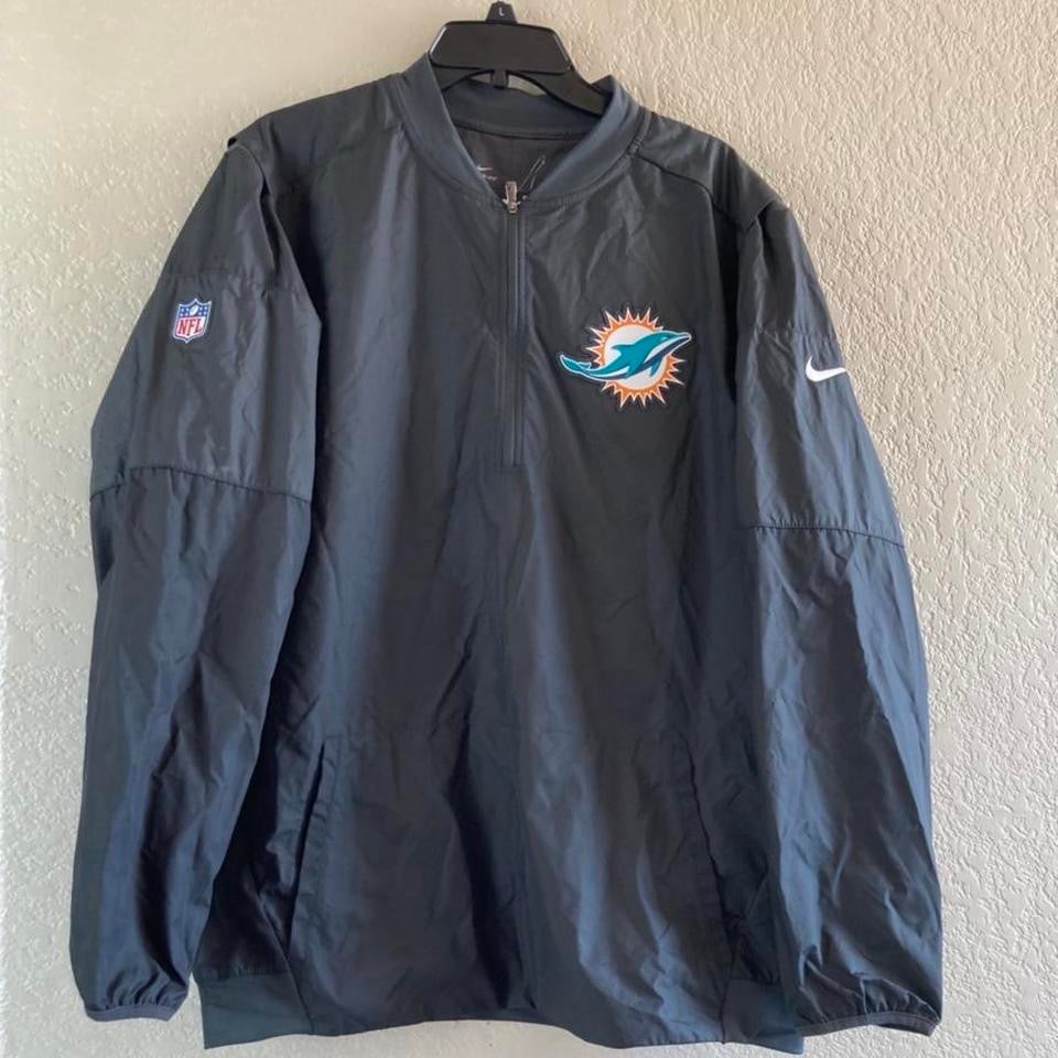 NIKE MIAMI DOLPHINS STORM FIT 1/2 ZIP ON FIELD PULLOVER JACKET