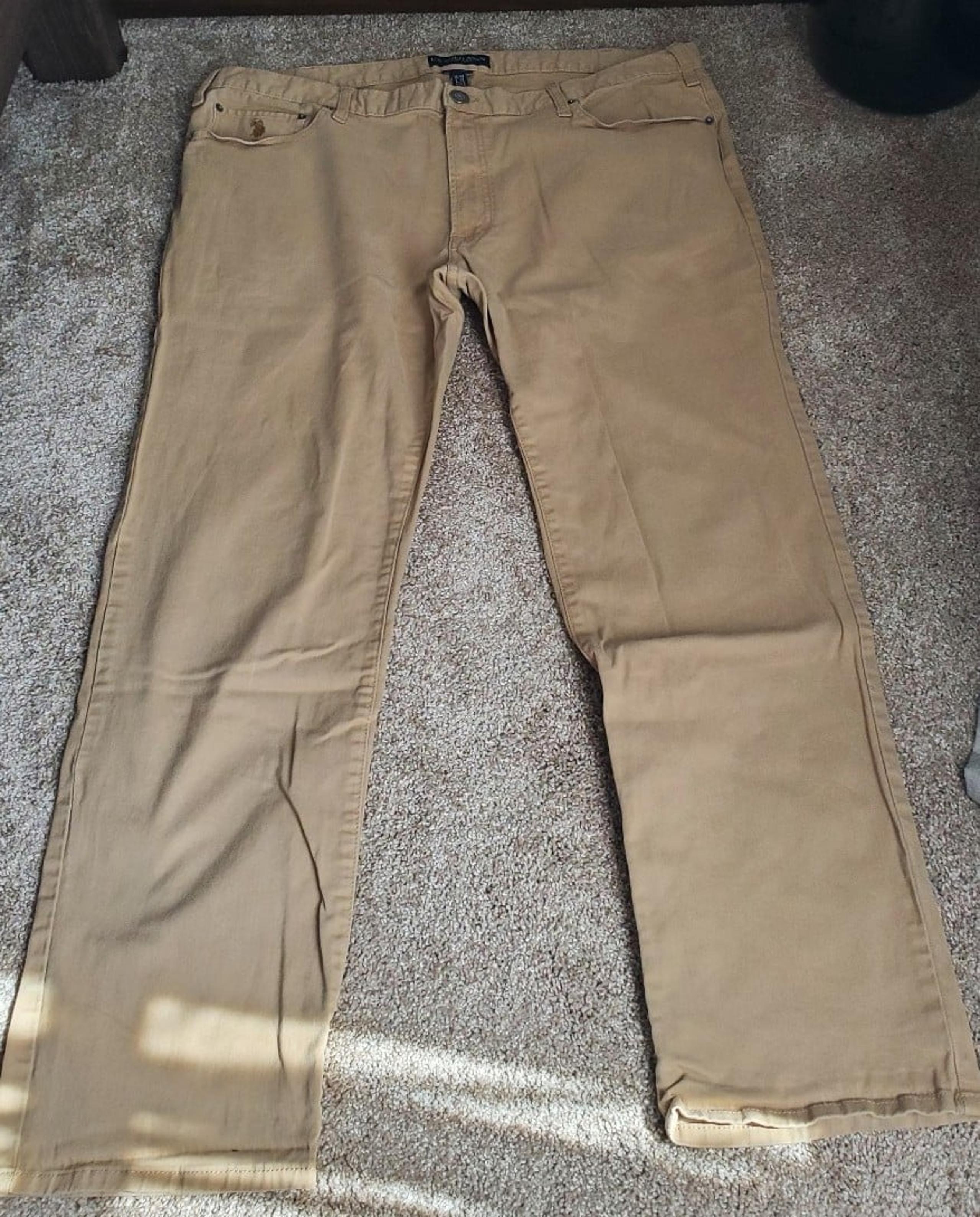 U.S. Polo Assn Chino Pants Men's 44/32 Active Stretch Beige Cotton Blend