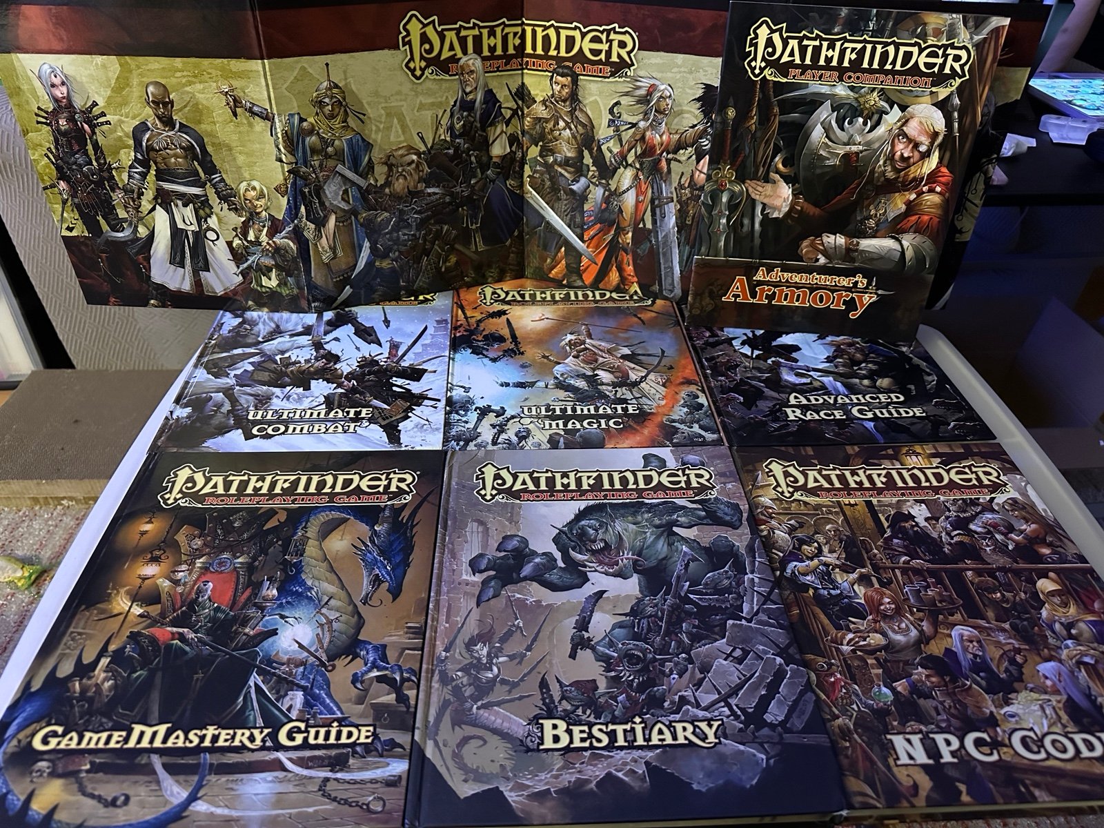 Pathfinder Roleplaying Game Hard Cover Book Set Of 6 Books One Armory And Screen