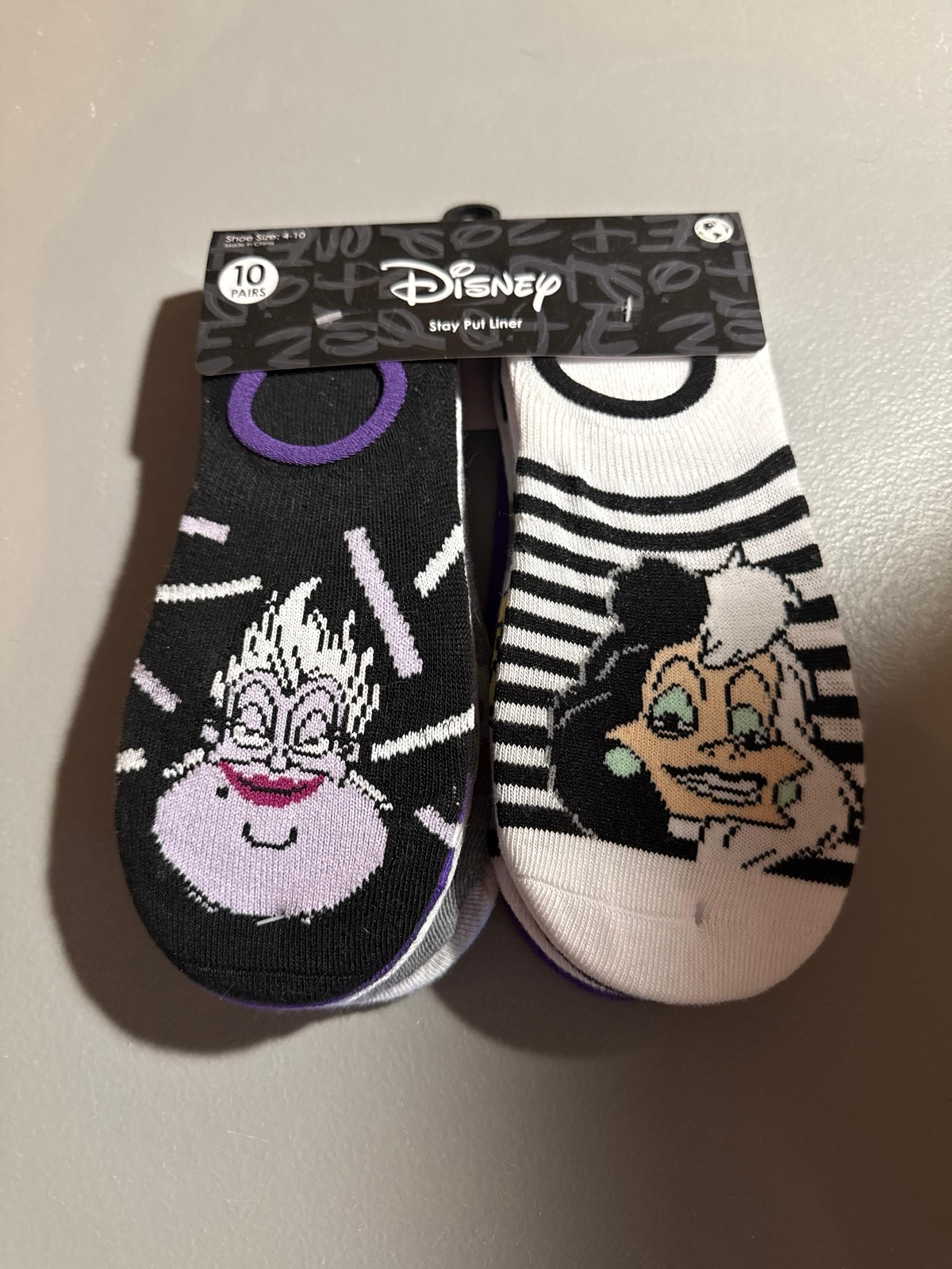 Disney Villians Women Stay Put Liner Socks 10 Pack