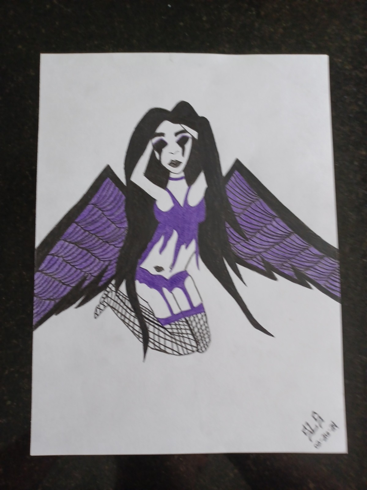 Original colored pencil drawing. Titled Dark Angel.