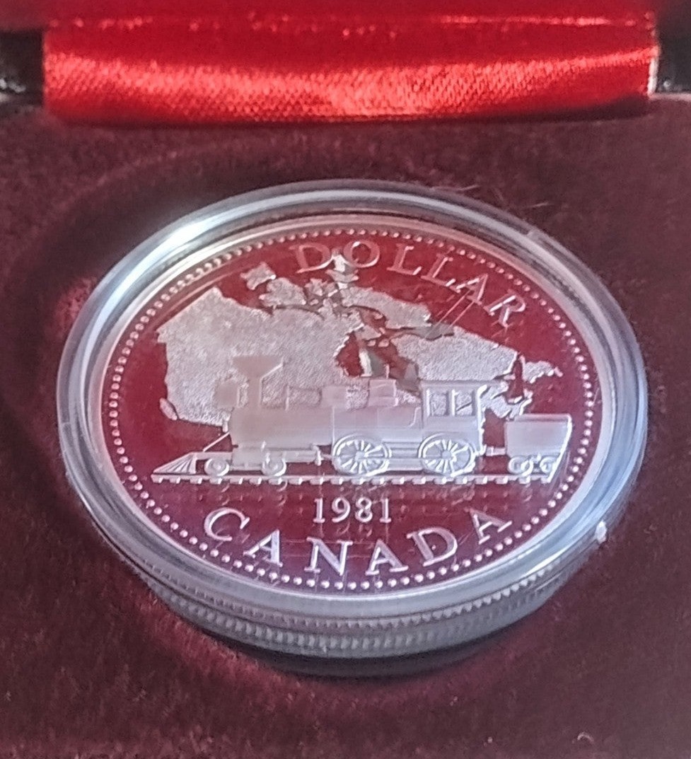 1981 Canadian Silver Dollar ~ Railroad Commemorative Proof