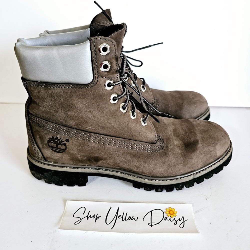 Rare Timberland Womens Waterproof Boots Reflective Back Grey Sz 8.5M - Bo400.4