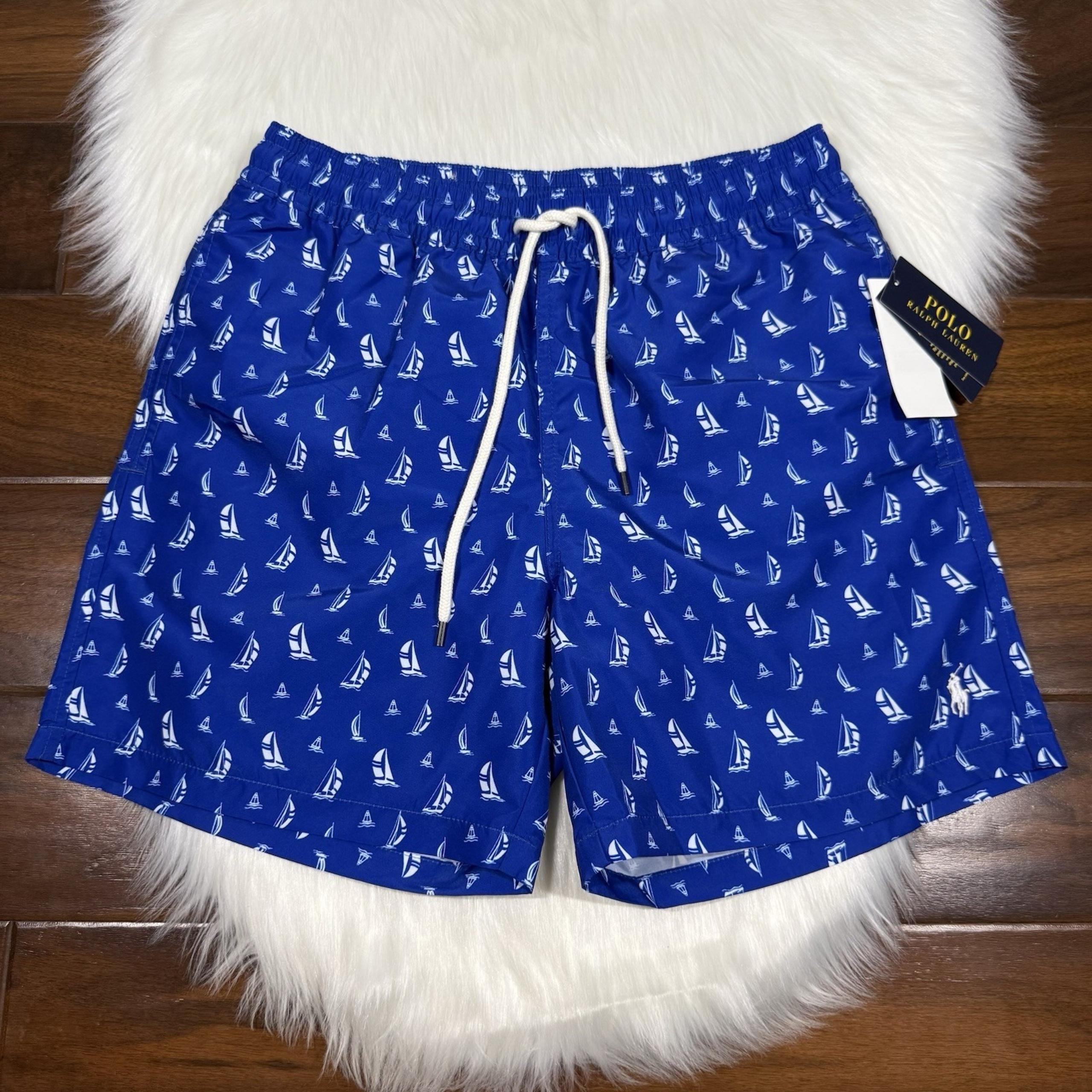 Polo Ralph Lauren Men's Small Blue Sail Boat Traveler Swim Trunks Board Shorts