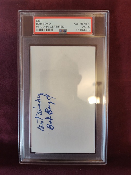 BOB BOYD NEGRO LEAGUE MLB HAND SIGNED INDEX CARD PSA DNA SLABBED