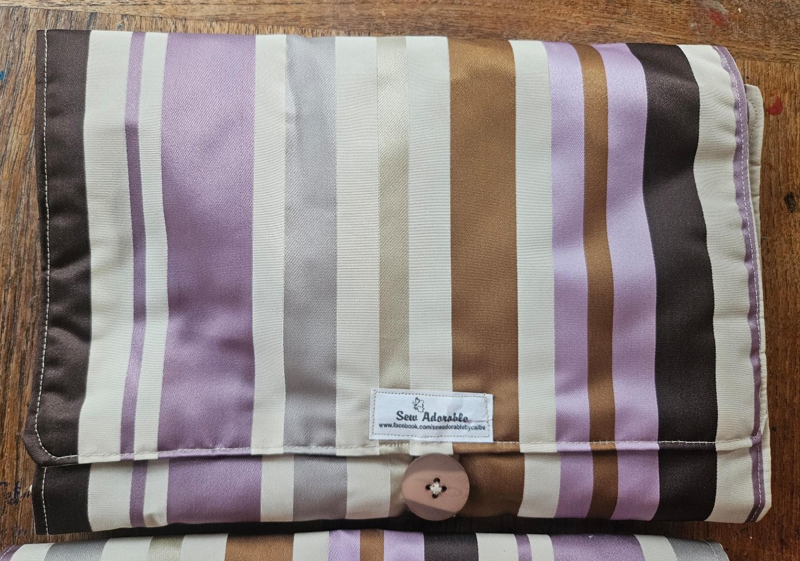 Portable Diaper Change Kit - Purple/ Brown/ Cream - Homemade