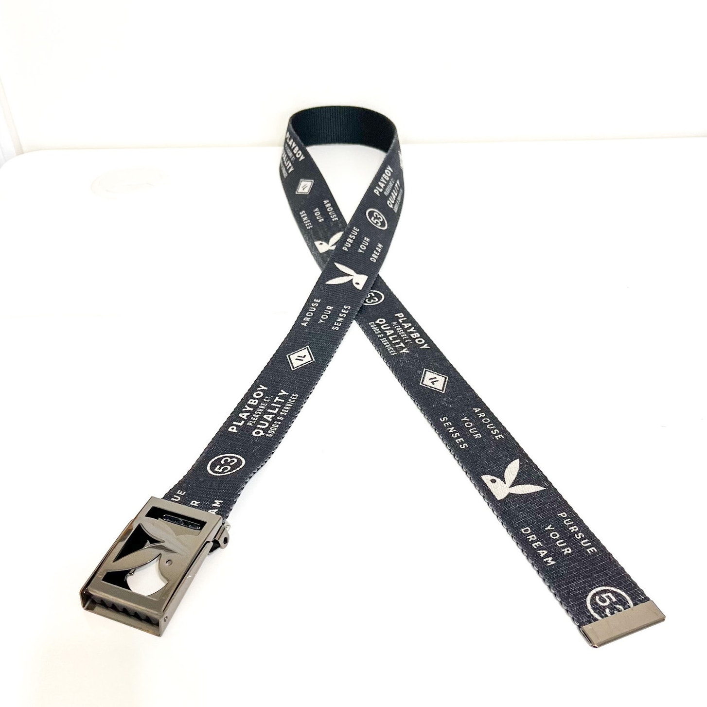 Spencers Playboy Twill Men Belt One Size Black Adjustable Pursue Your Dream