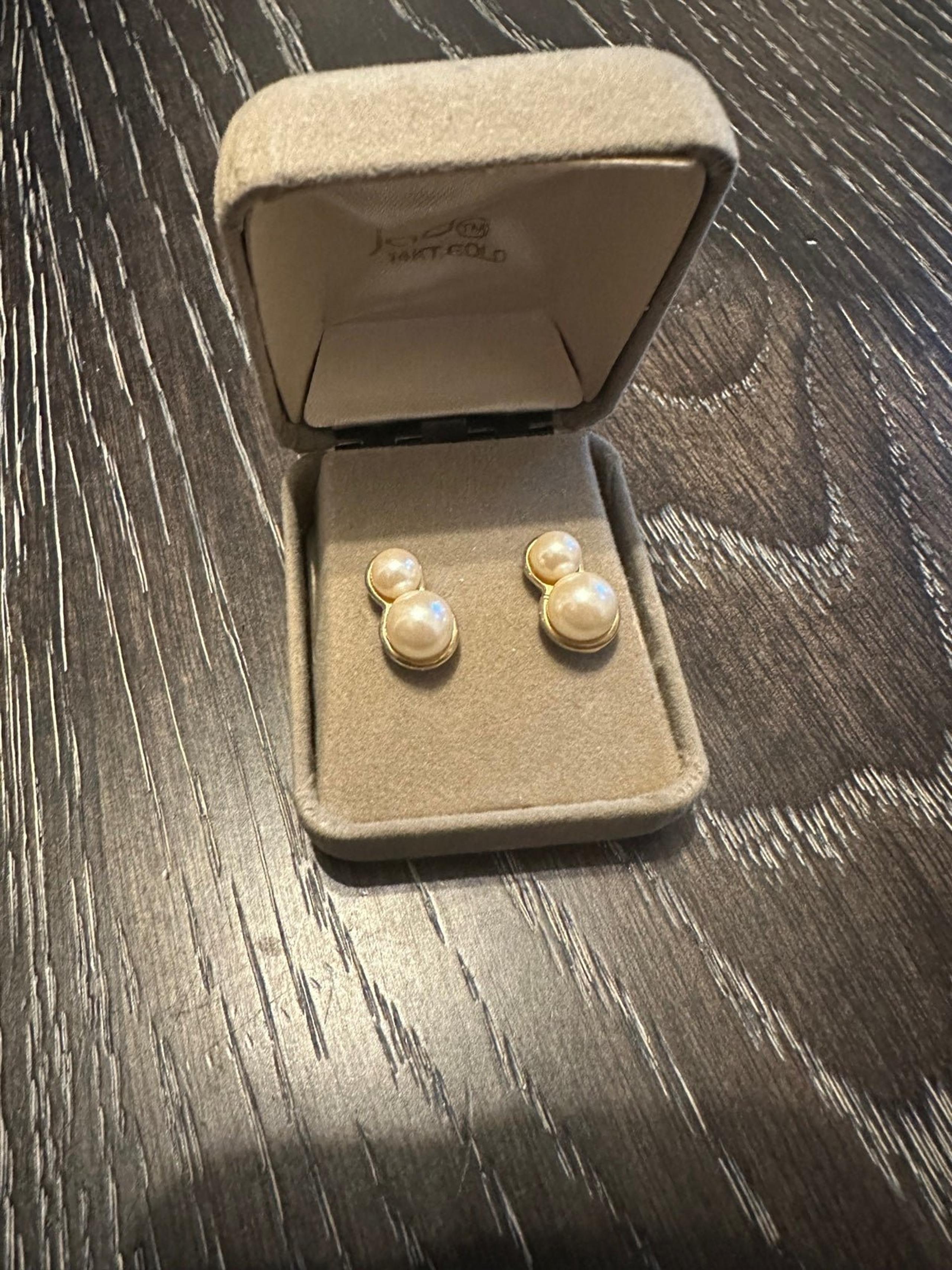 Vintage 14kt Pearl Earrings Jad NIB