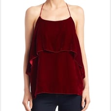 Alice + Olivia Size Medium M Marybeth Red Velvet Ruffle Layered Halter Tank Top