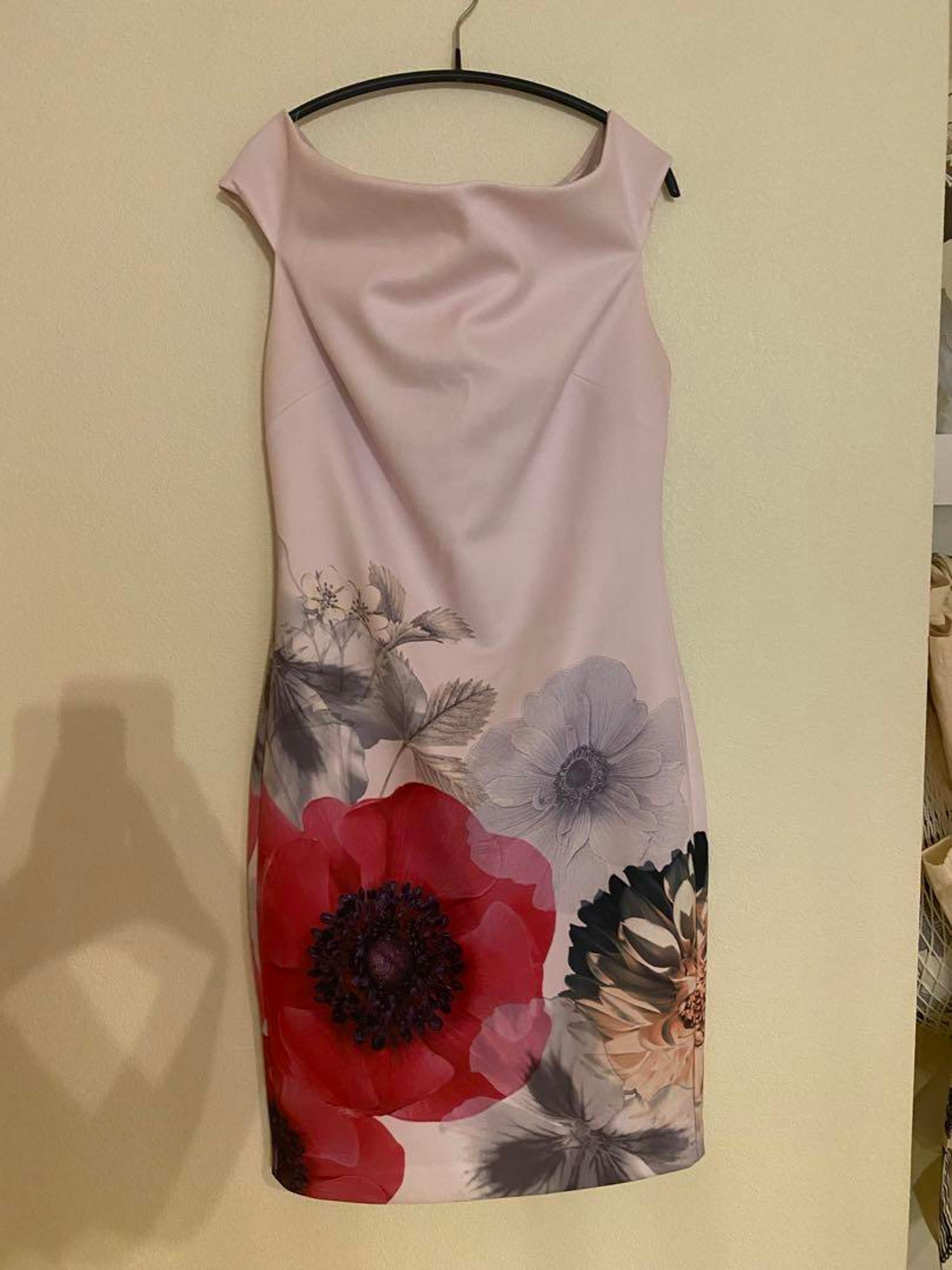 Ted Baker pink floral off-shoulder dress