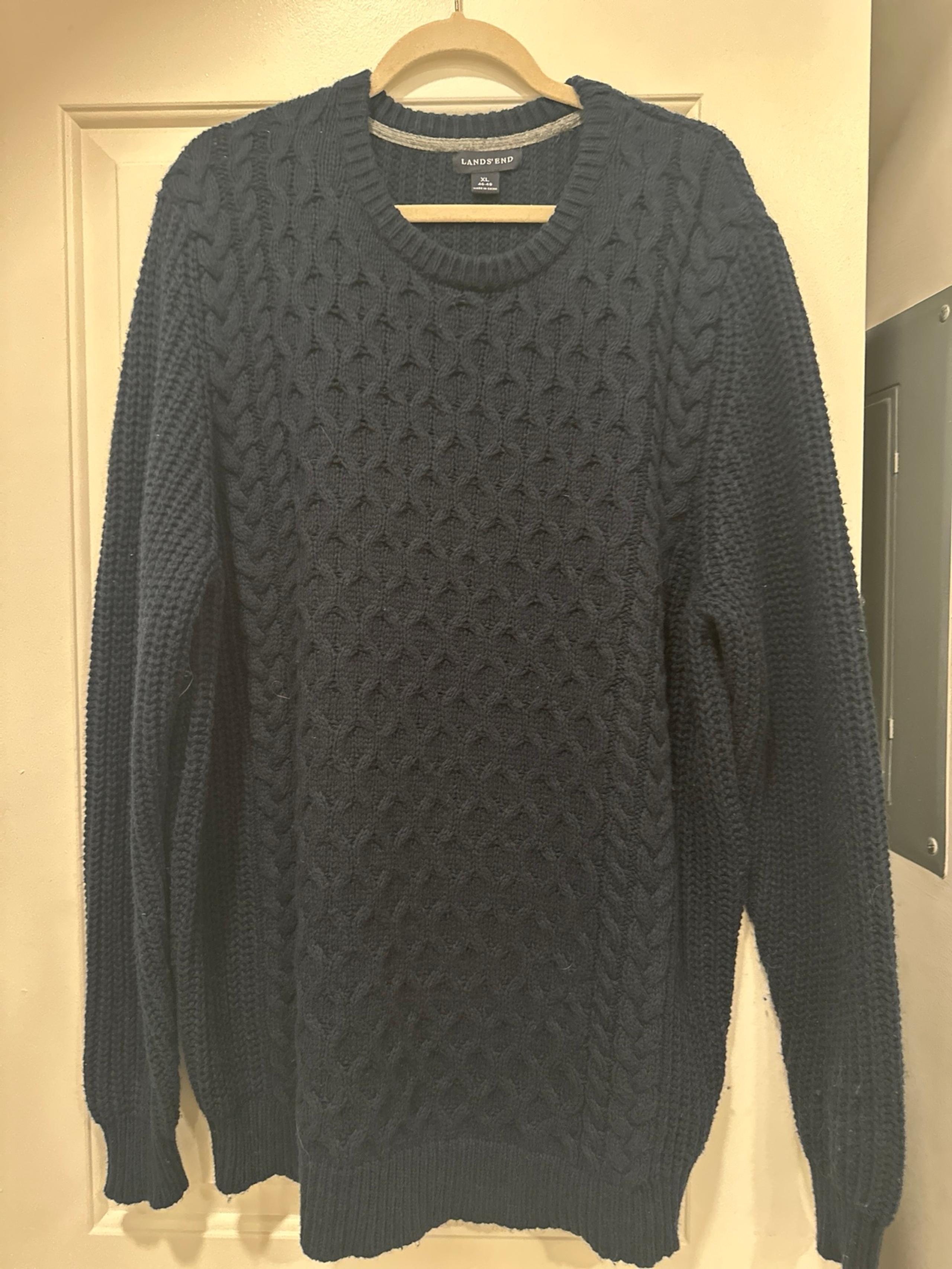 Lands End Blue Knit Sweater XL