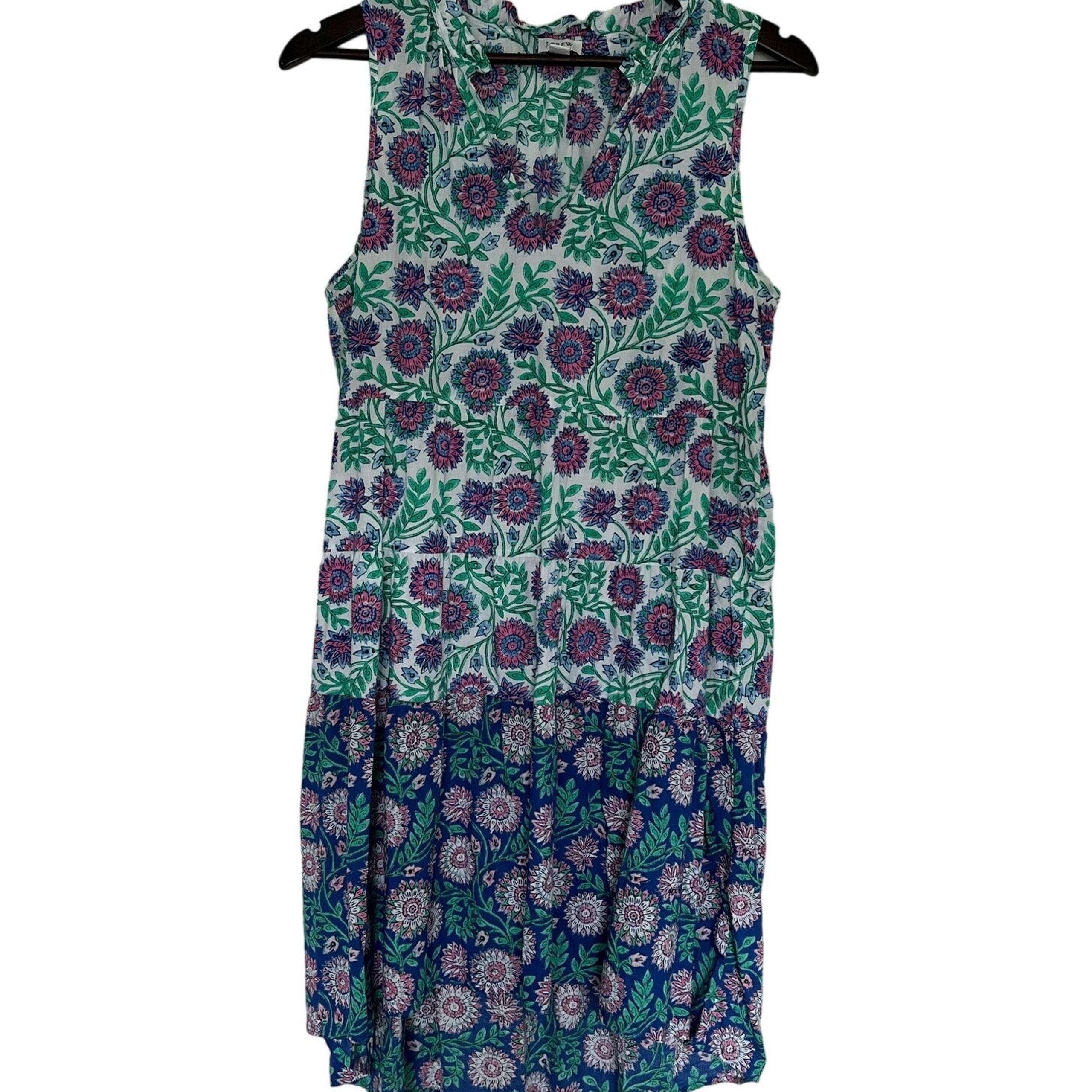 J. Crew Dress Women's Small Tiered High Low Floral Flowy Gypsy Peasant Hippie