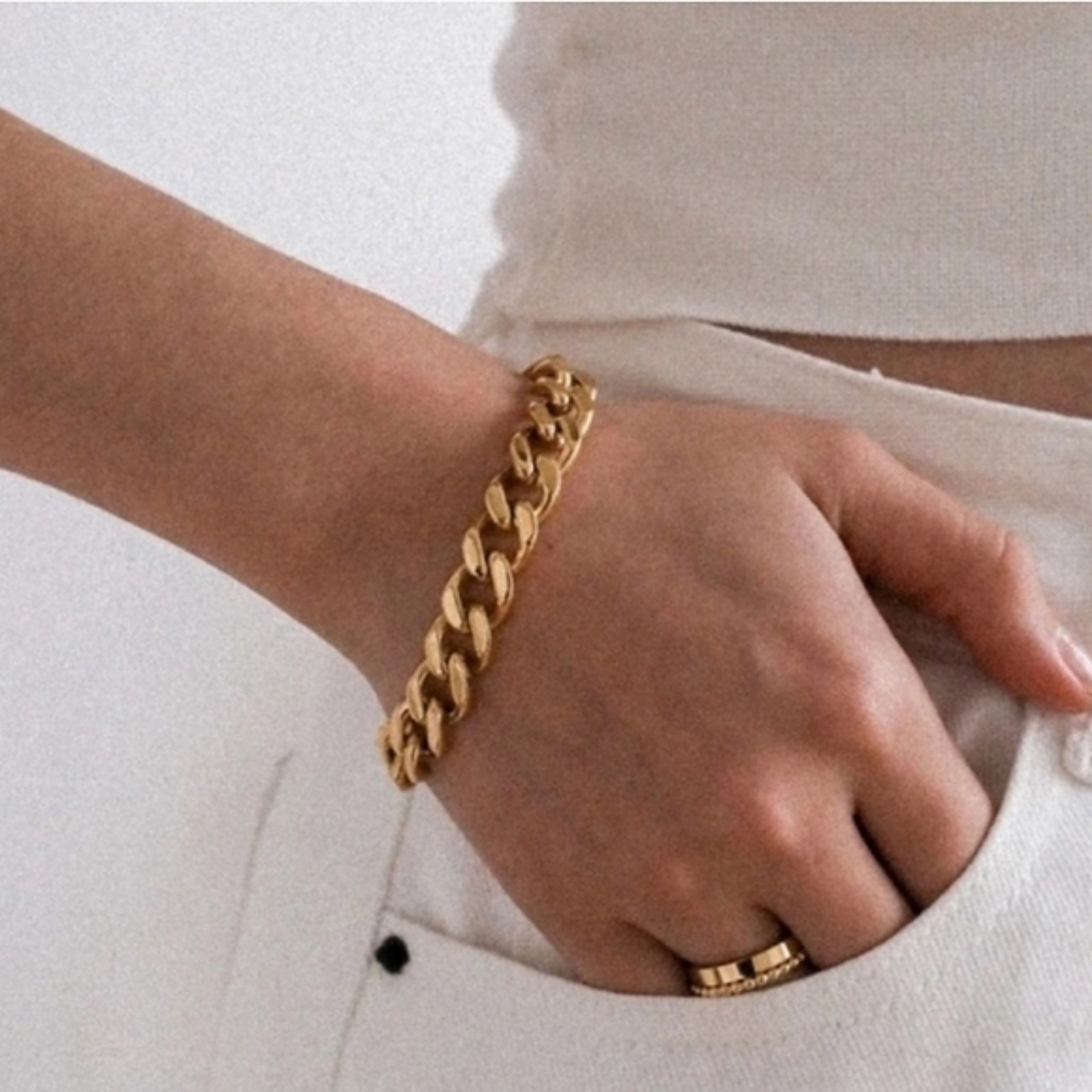 Free People Gold Curb Chain Bracelet