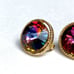 Vintage LISNER Earrings Multi-Colored Rhinestone, Gold Color - Schiaparelli Type