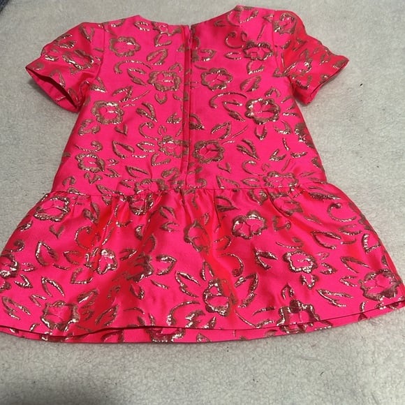 Lilly Pulitzer Girls Erina Mini Dress Sz 3 bright pink with gold stitching