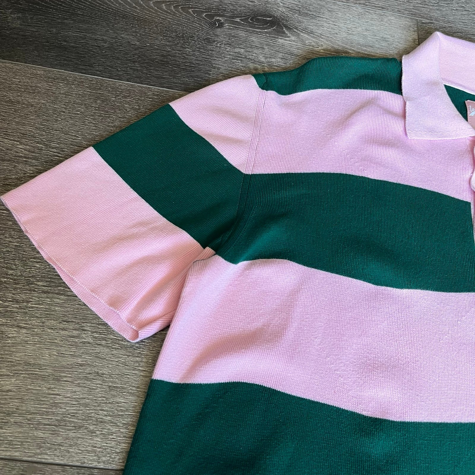 Golf le Fleur Wavy Stripe Knit Polo Shirt Pink/Green Season