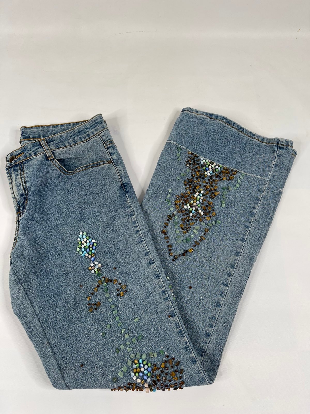90s Cache Beaded Wide Leg Jeans