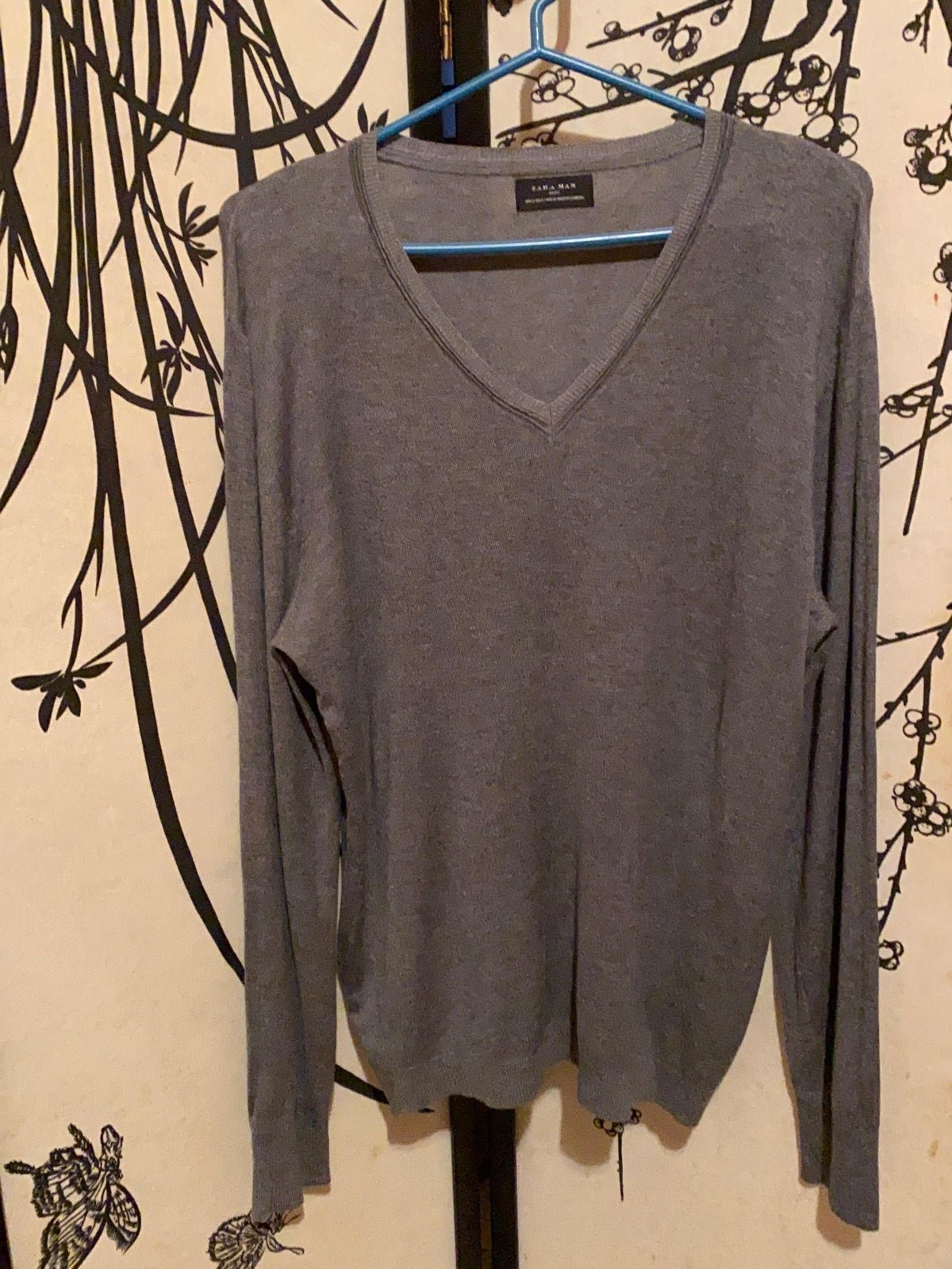 Zara Men Basic Breathable Relax Fit V -Neck Trendy Sweater Pullover