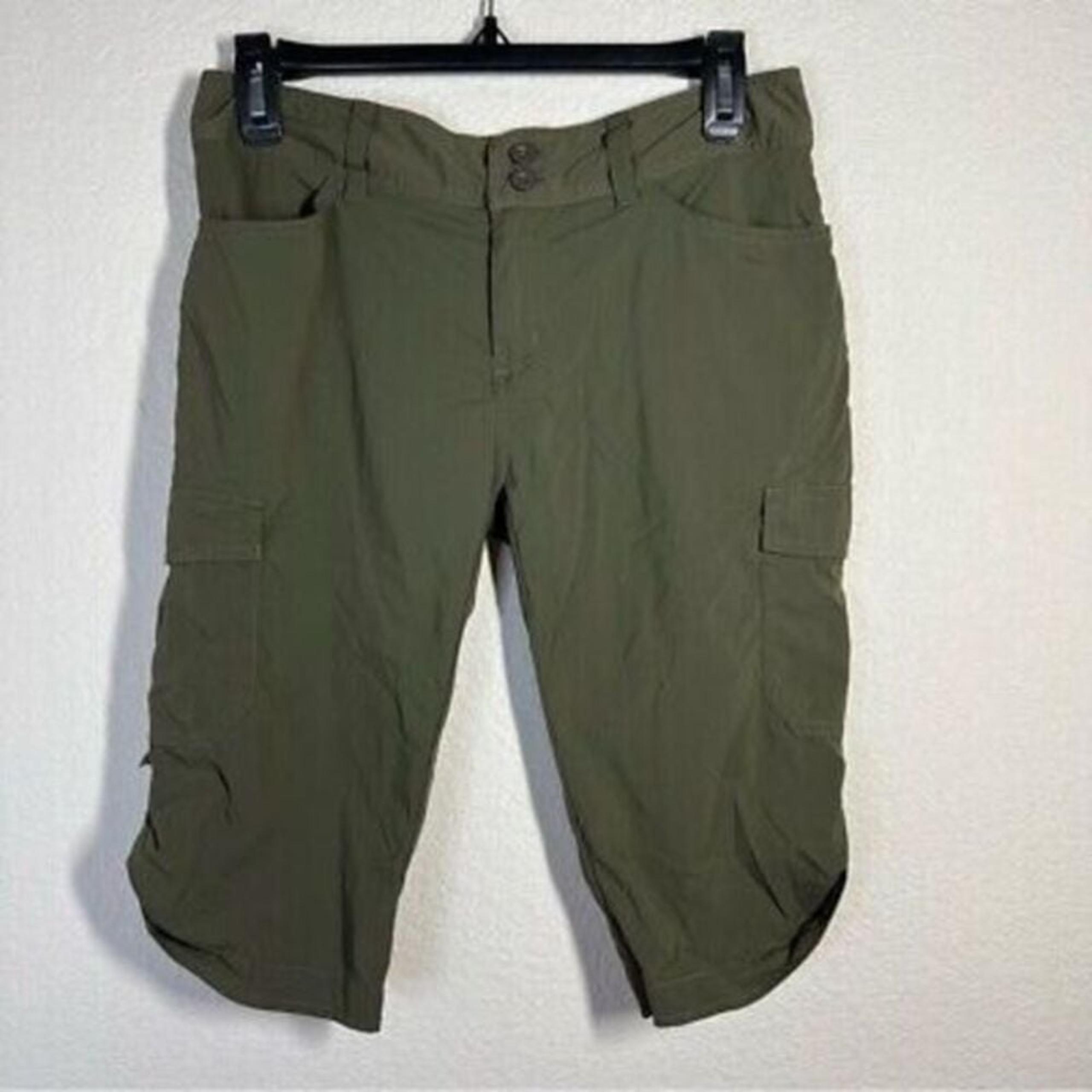 Patagonia Green Capris Cargo Pants Womens Rolled Cuff Flat Front Size 2