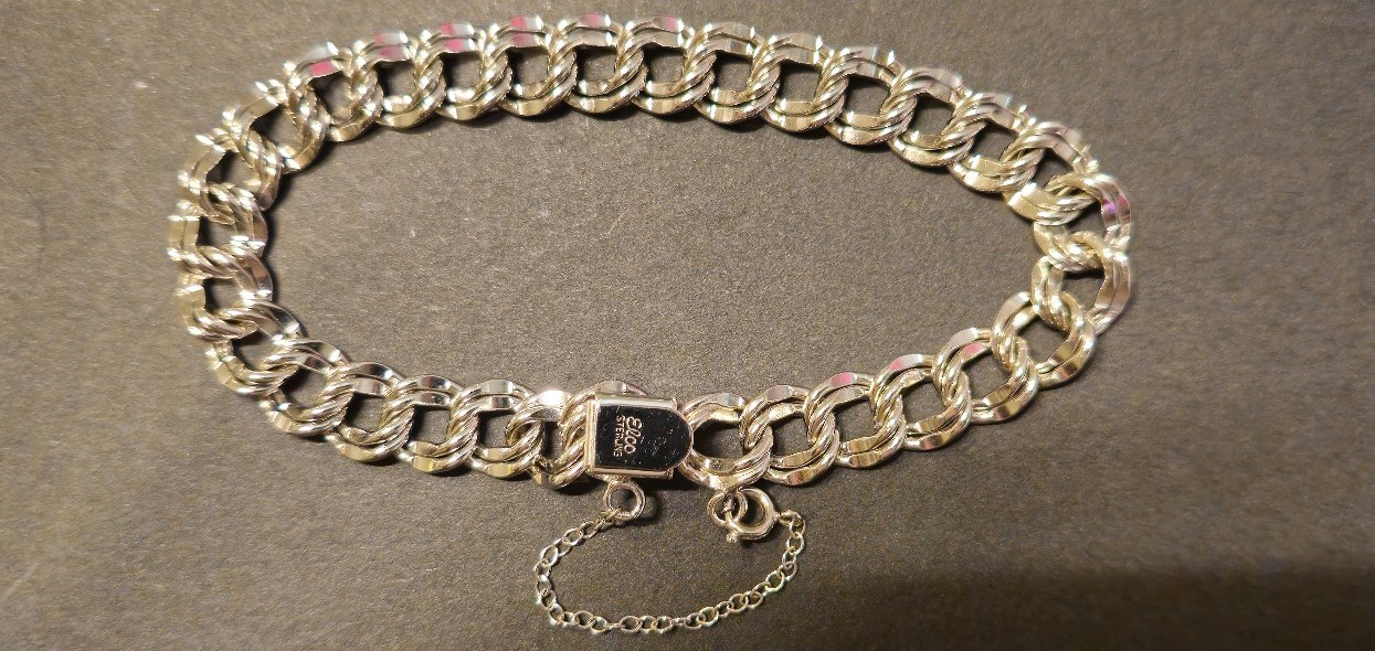 Elco Vintage Sterling Silver double link Charm Bracelet