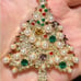 Luxury Pearl Crystal Christmas Tree Gold Brooch Womens Multicolor Pin New