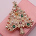Luxury Pearl Crystal Christmas Tree Gold Brooch Womens Multicolor Pin New