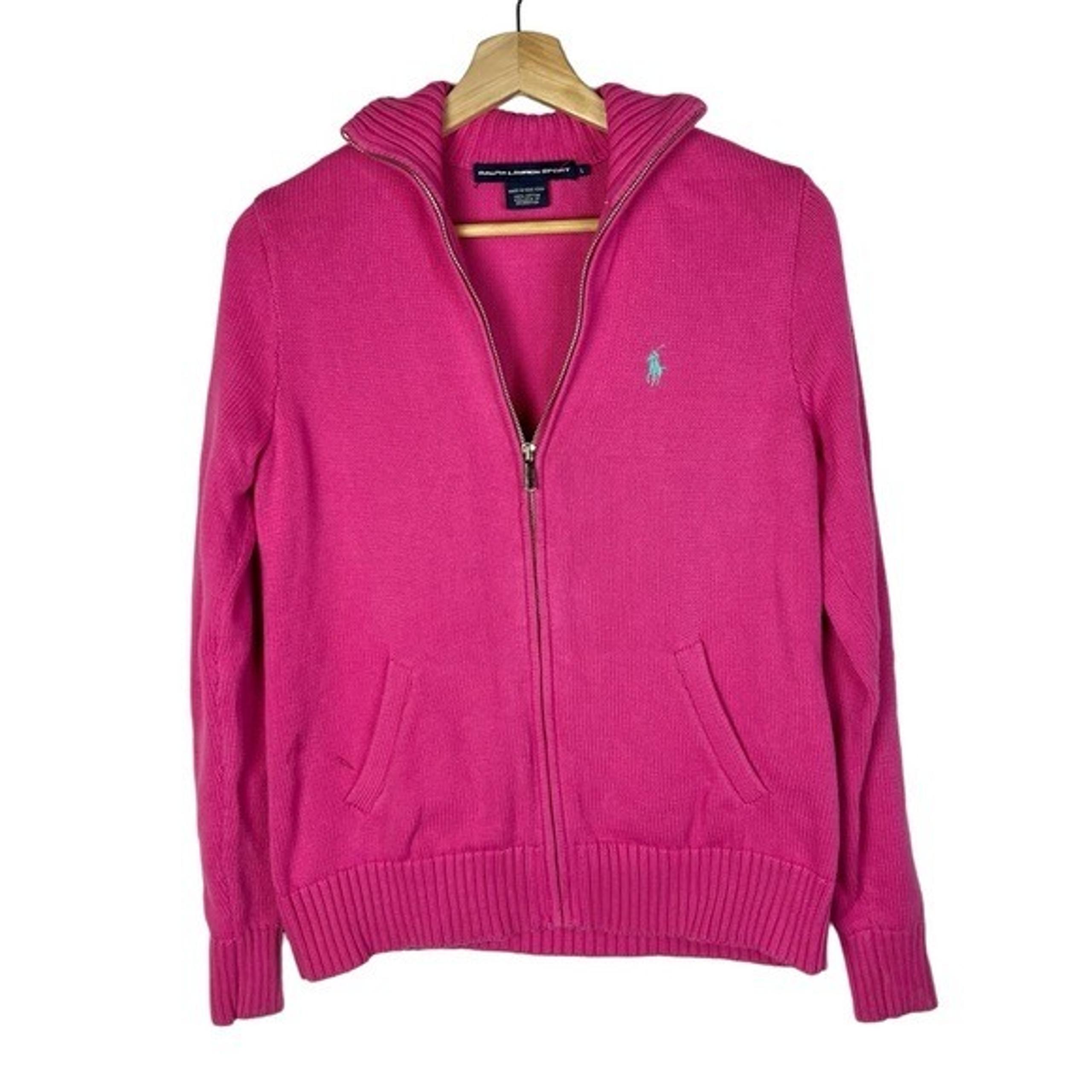 Ralph Lauren Sport Hot Pink Full Zip Tennis Sweater L