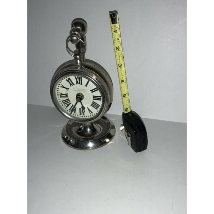 Handsome Silver plated Brass Desk &...Shelf Clock White Roman Dial Nautical