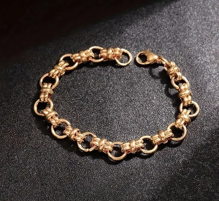8 Mens 14K Gold Chain Link Style Bracelet 14 Karat Silver Jewelry NEW 8 inch