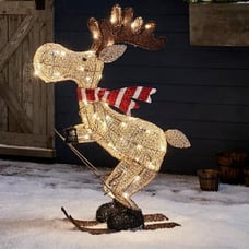 Christmas Figure LED Skiing Moose Garden Decoration 30cm