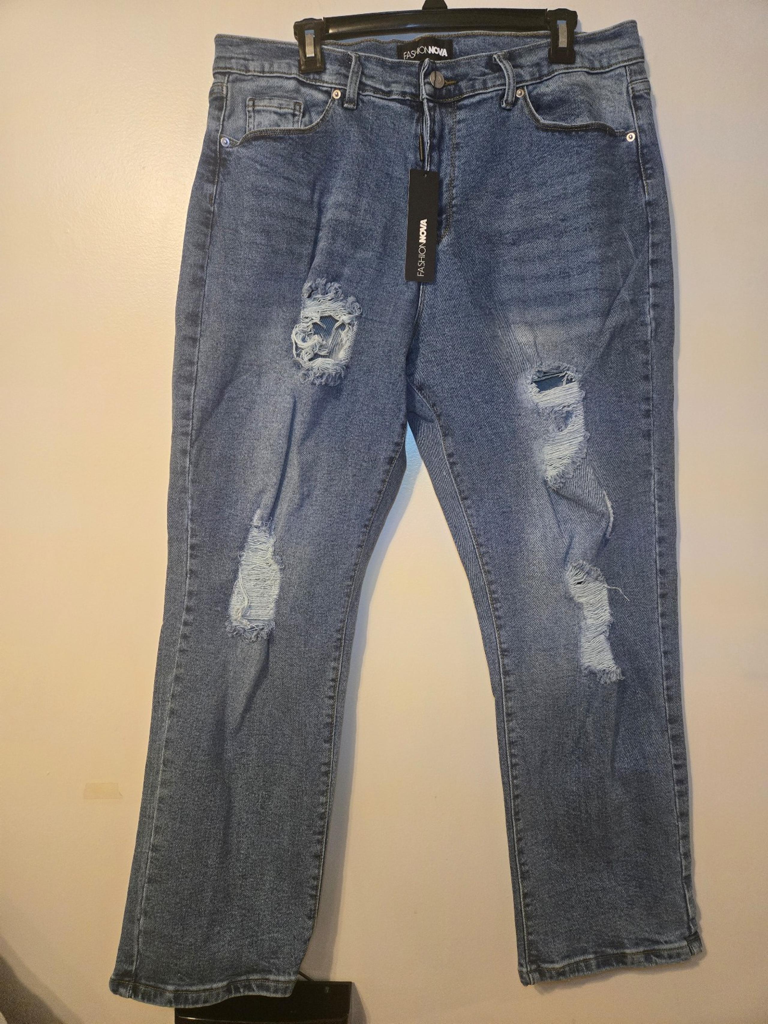 NEW Fashion Nova So Over You Boyfriend Jeans Womens 16 Distressed Denim  Cotton