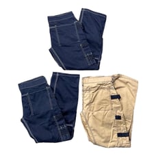 Lot Of 3 Work Pants Knee Reinforced Tool Pockets Black / Beige Men Size 30 X 30