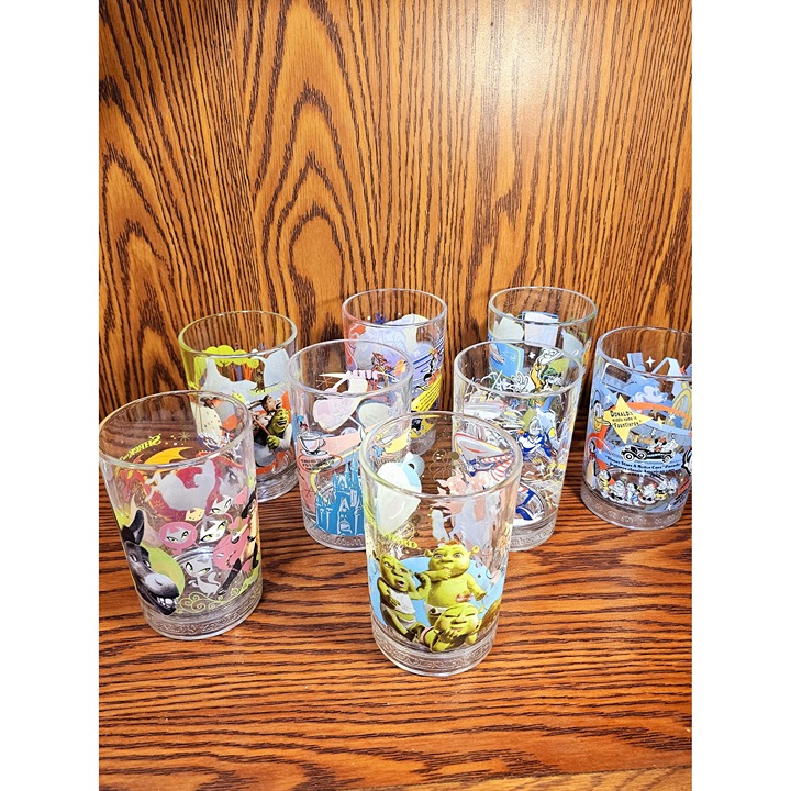 Set of 8 Walt Disney World Limited Edition 100 Years Collectable Promo Glasses
