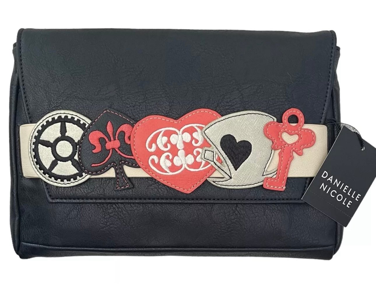 NWT Danielle Nicole Alice through the looking Glass royal flush clutch