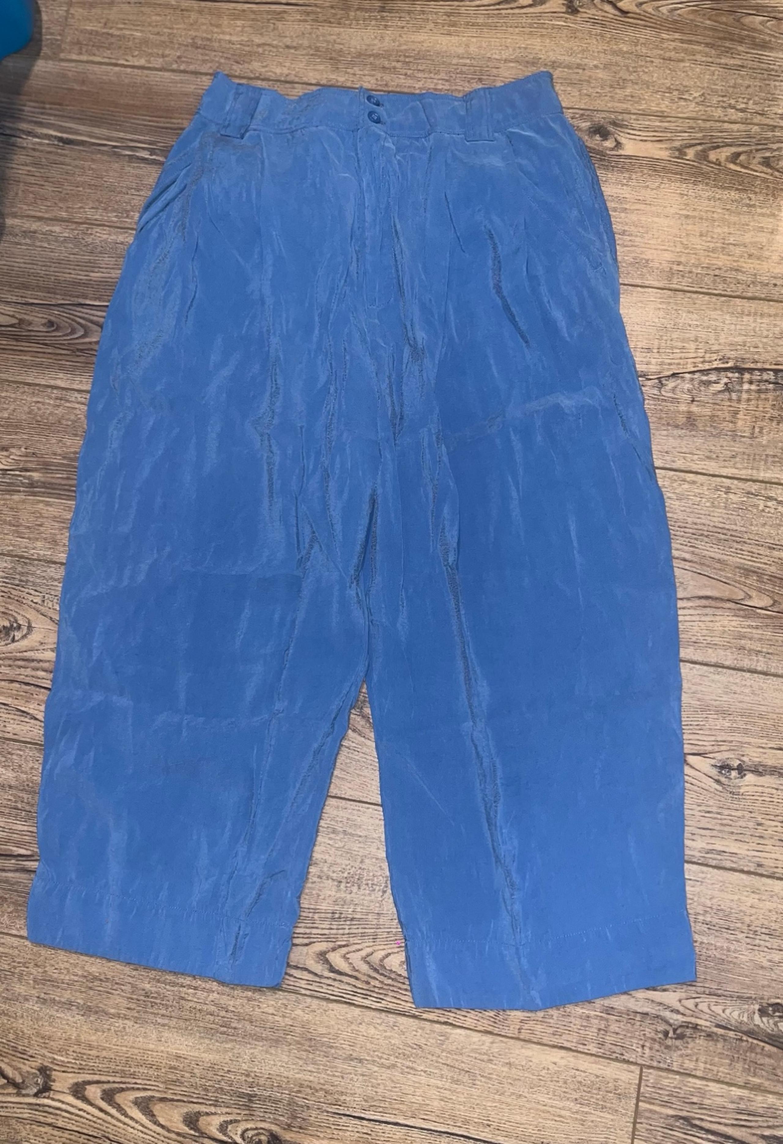 Anthropologie modal blue metallic silky feel pants size 14 or large / XL
