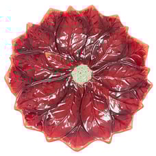 Williams Sonoma Red Poinsettia Shaped Plate Christmas Chop Plate READ Chipped