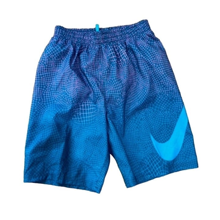 Nike Boy's Blue Swim Grid Swoosh Breaker 7 Volley Swim Shorts Size XL NWT