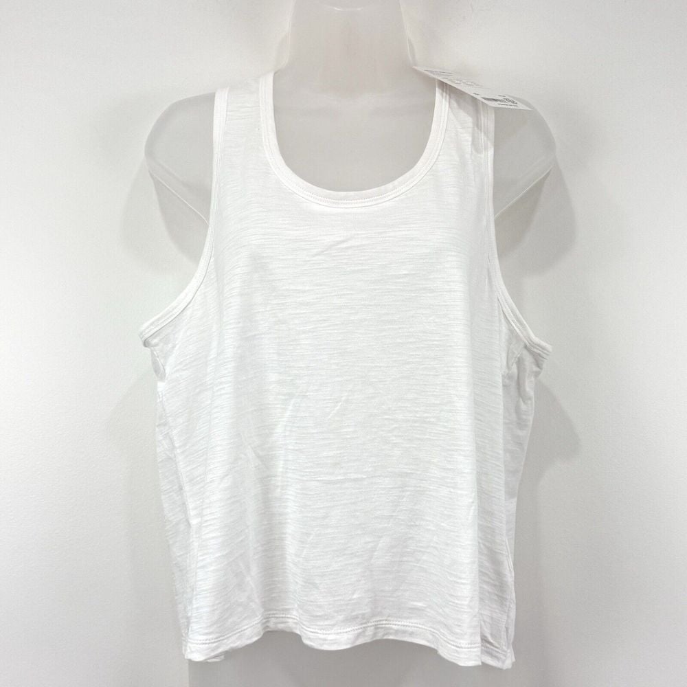 Athleta Top Women's L White NWT Essential Slub Tank Summer Gym Workout Cotton