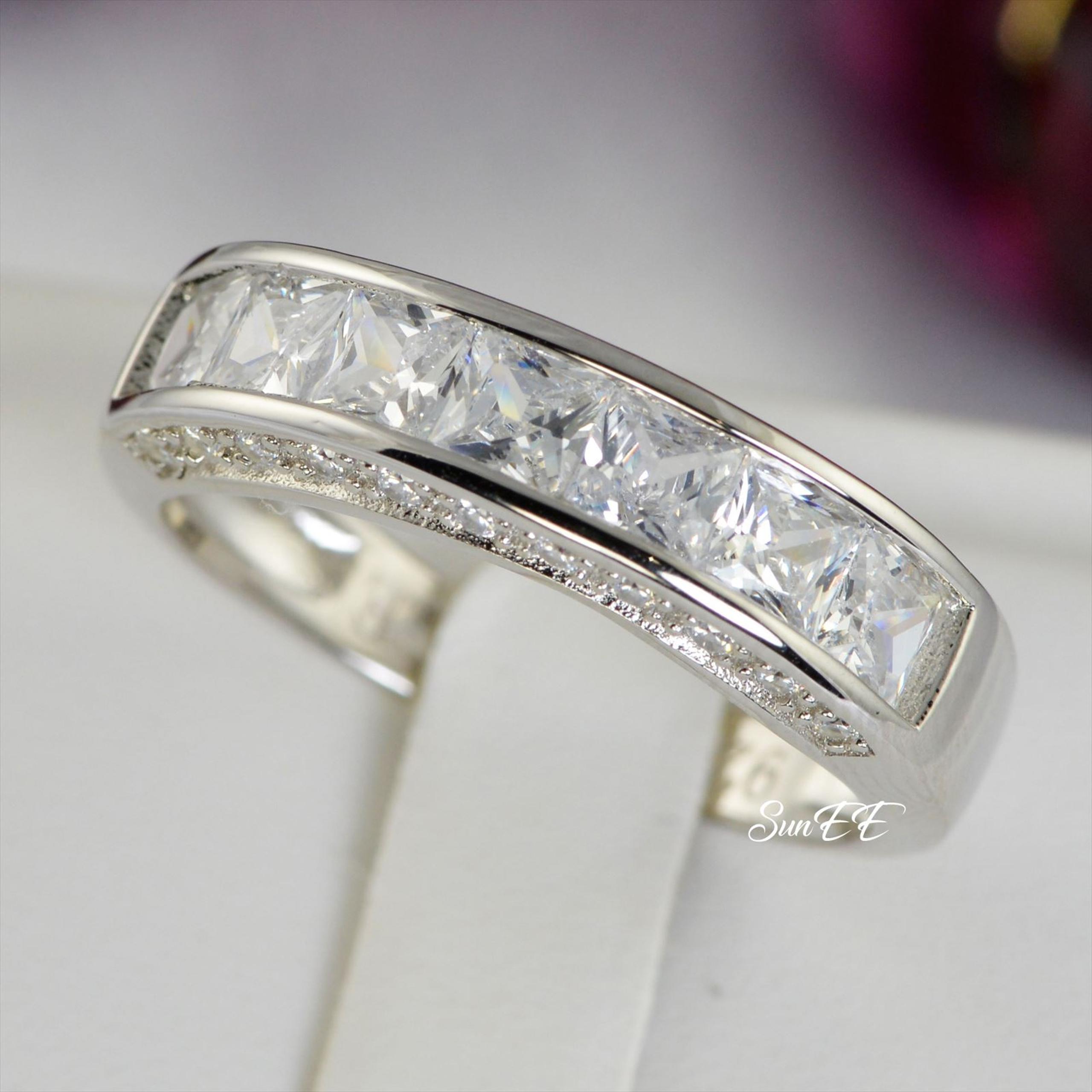 New Real 925 Sterling Silver Mens Wedding Band Ring 8