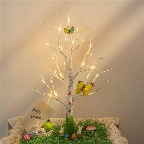 Easter Decorations, Easter Tree Lights with Timer, Spring Tree Easter