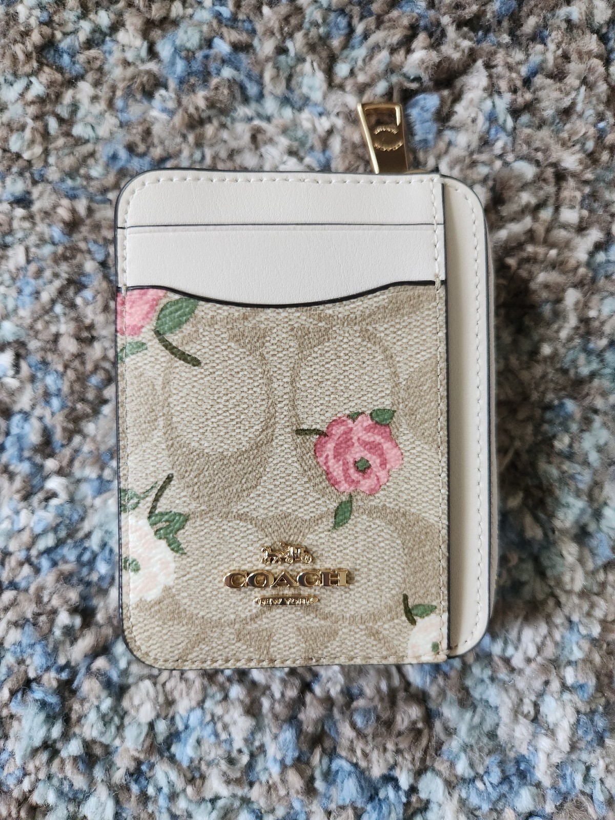 NWT Coach Zip Card Case In Signature Canvas With Floral Print