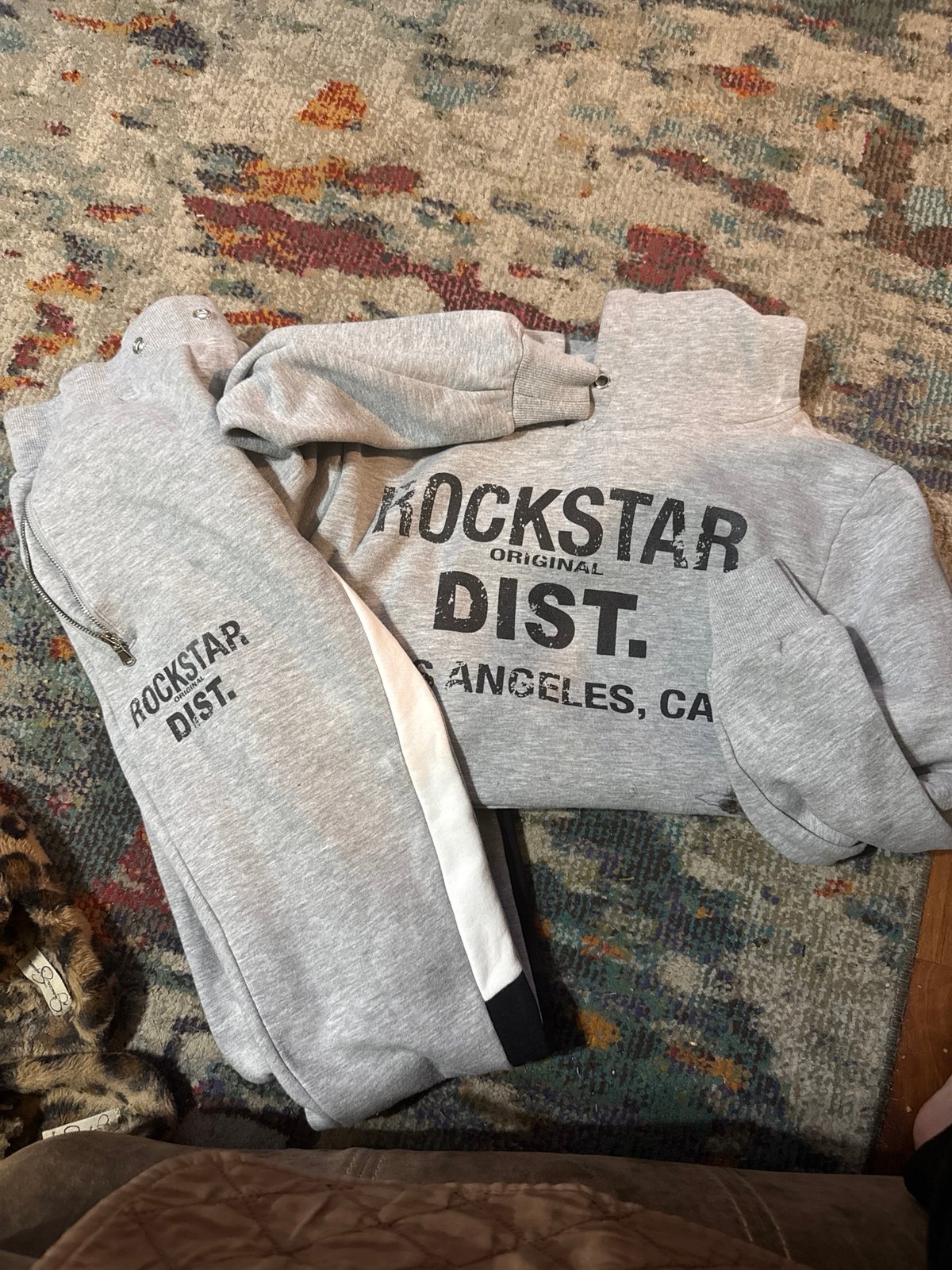 Grey Rockstar sweat suite(stacked pants/hoodie)