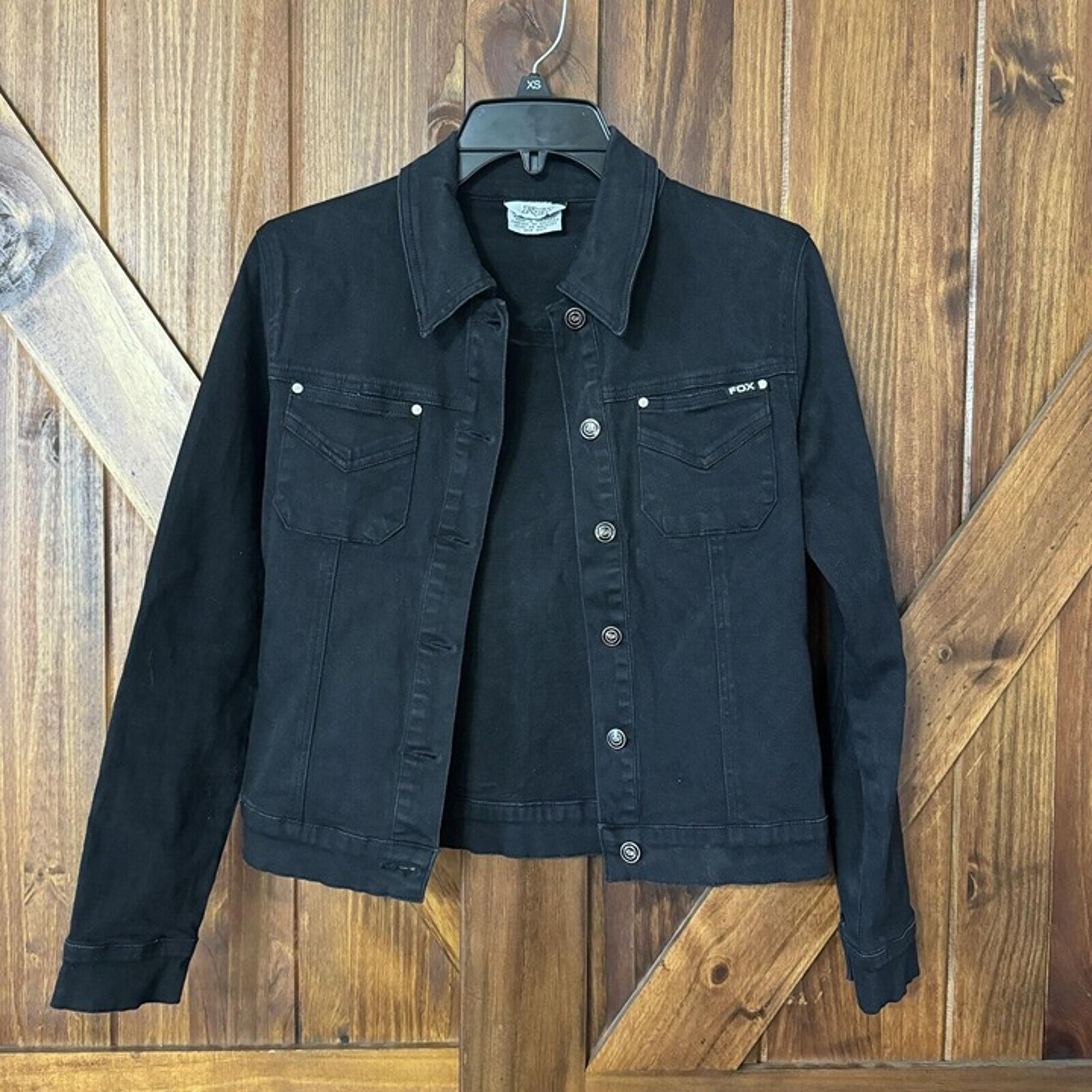 Fox Racing Womens Black Denim Jacket Size XS