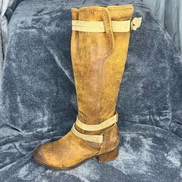 UGG Darcie Womens Tall Riding Boots Chestnut Brown Distressed Leather size 7